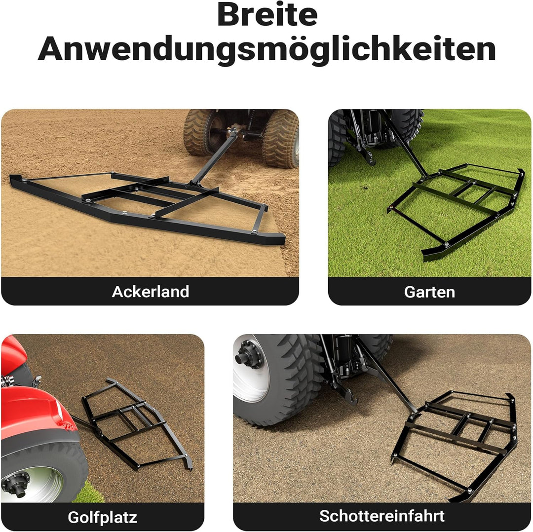 Wiltec Schleppegge 172 x 90 cm, Wiesenegge für Rasentraktor, ATV und UTV, Wiesenschleppe zur Bodenbe