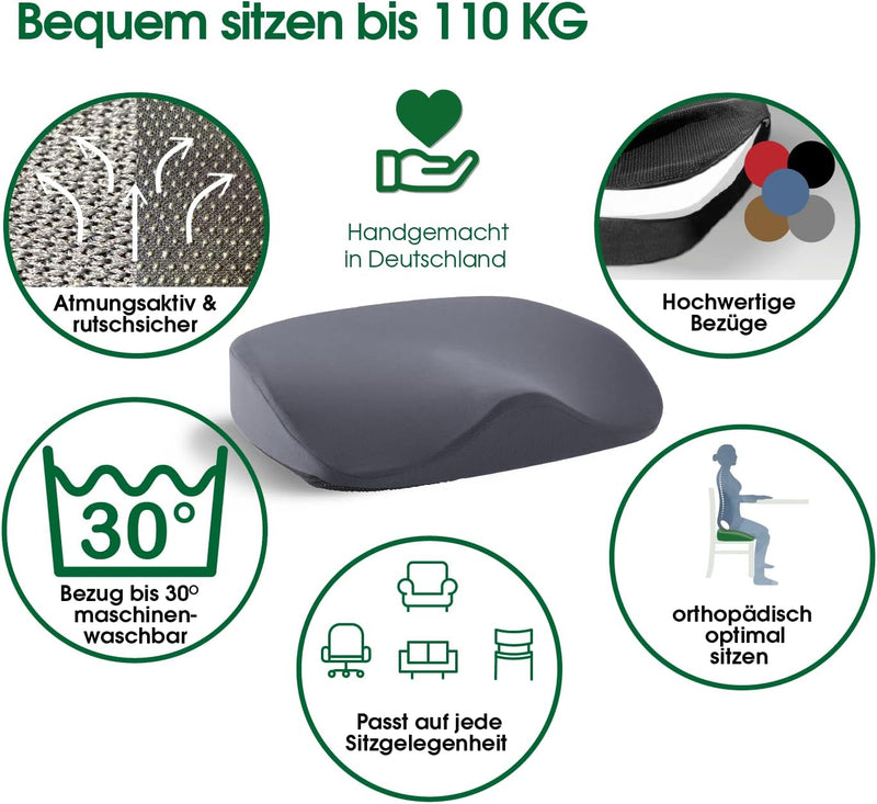 Vital Kissen® Sitzkissen orthopädisch – orthopädisches Kissen | Keilkissen Stuhl | ergonomisch | Ent