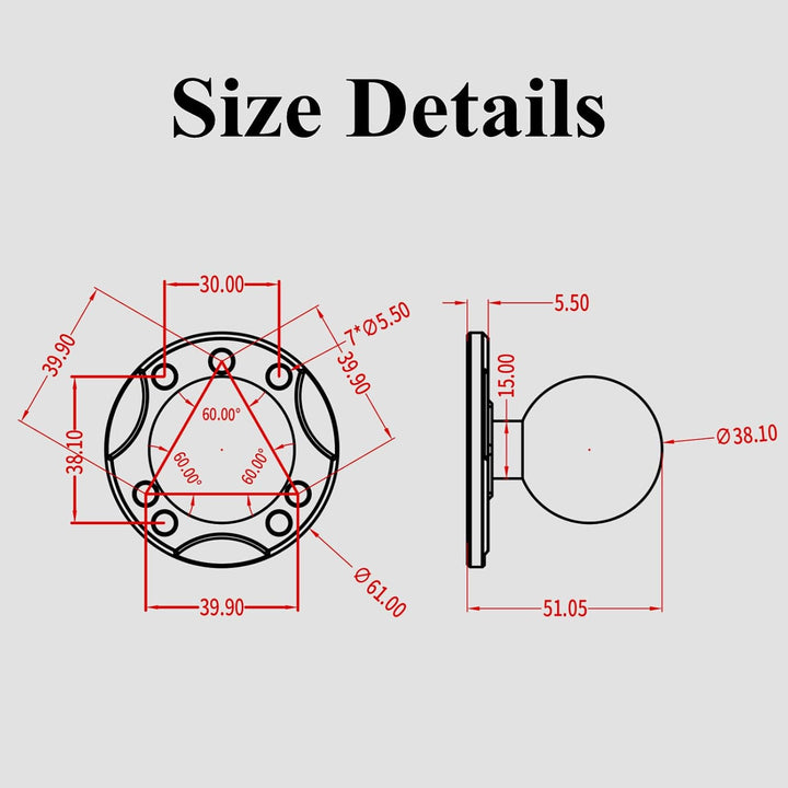 BRCOVAN 1,5'' Kugelhalterung mit Aluminiumlegierung AMPS-Loch Runder Plattenbasis, Kompatibel mit RA