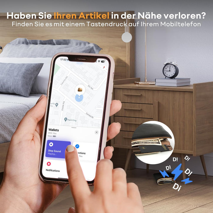 VOCOlinc Wallet Tracker Karte Slim 1.6mm, Smart Air Tracker Tag Card Kompatibel mit Apple Wo ist? Ap