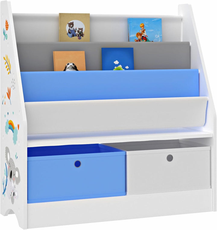 [en.casa] Kinderregal Neda Bücherregal für Kinder mit 3 Ablagefächern Koala-Motiv Spielzeug Aufbewah