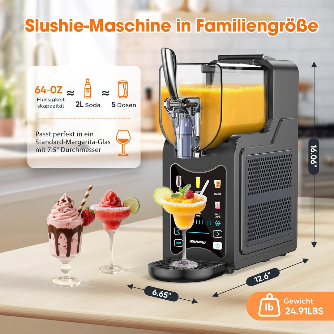 Richday Slush Eis Maschine, 2L Kapazität, LED Display, WhisperChill Technologie, 6 Programme, für Mi