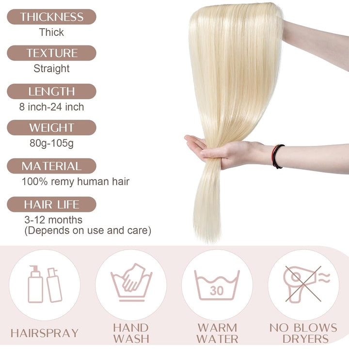 Haarteil Clip in Extensions Echthaar DICKER 1 Tresse 5 Clips Dicker Dichter Haarverlängerung 100% Re