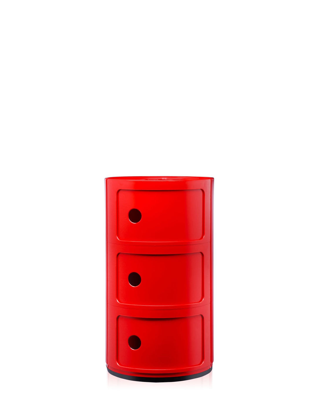 Kartell Componibili, 3 Elements, Rot, Runde Basis 3-fächer Rot, 3-fächer Rot