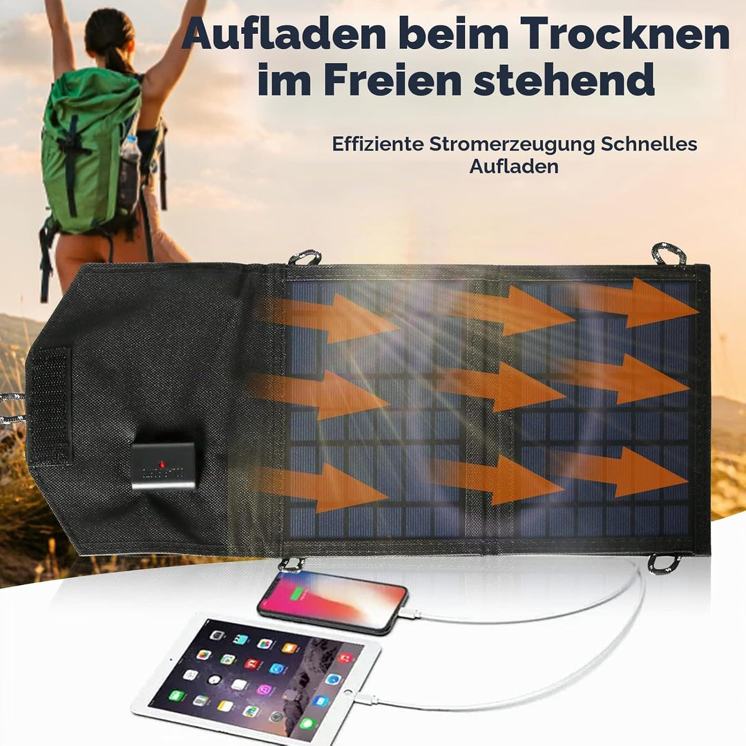 DEWIN Faltbares Solarpanel 15w, 15W 5V Solarpanel mit USB-Anschluss Solarladegerät für Handy und Lap