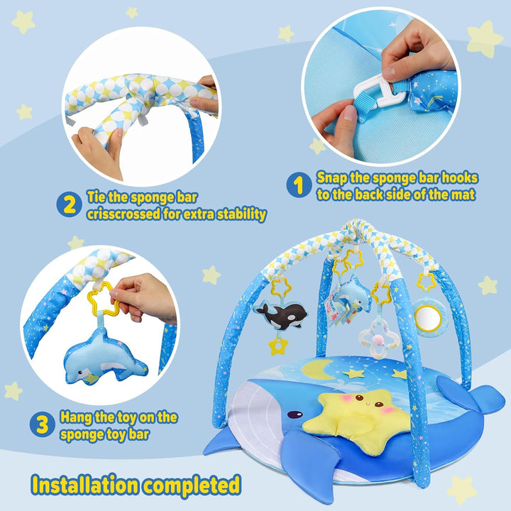Dr.Rapeti Spieldecke mit Spielbogen, Spieldecke, Krabbeldecke mit Spielbogen, Padded Mat for Newborn