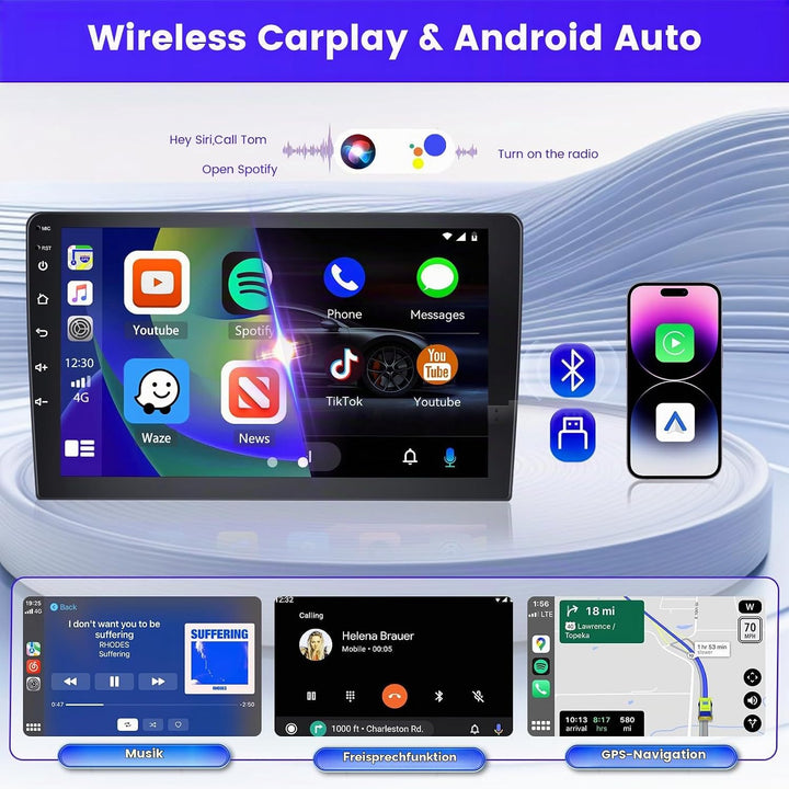 9 Zoll Android 15 Autoradio für Ford Focus MK1 C170 1998-2005 2 DIN Bildschirm (2+64GB) mit Wireless