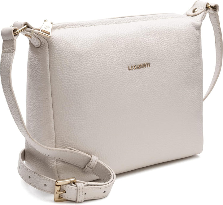 Lazarotti Bologna Leder Umhängetasche Damen | verstellbarer Schultergurt | grosse Crossbody Bag | Sc