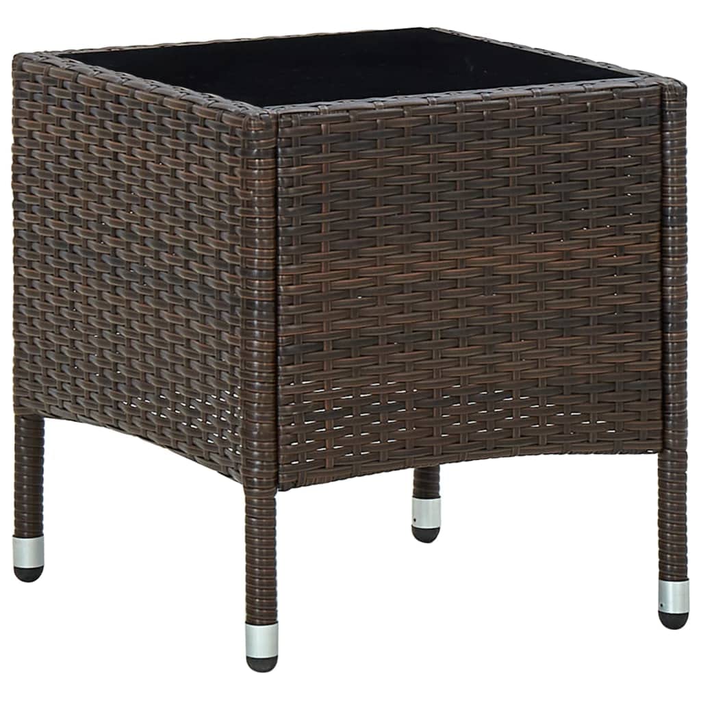FIRBNUS 40x40x45 cm Teetisch mit Glas Tischplatte Balkontisch Terrassentisch Gartentisch Dining Tabl