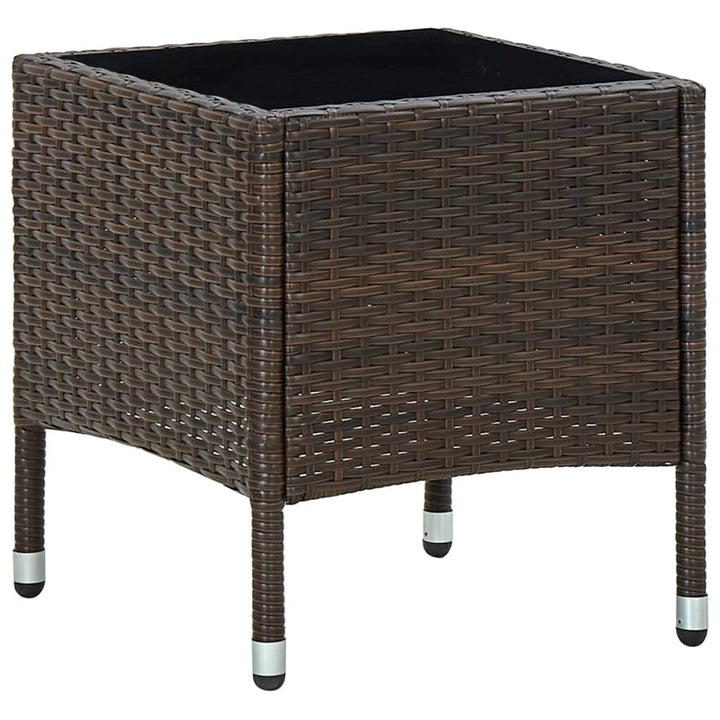 FIRBNUS 40x40x45 cm Teetisch mit Glas Tischplatte Balkontisch Terrassentisch Gartentisch Dining Tabl