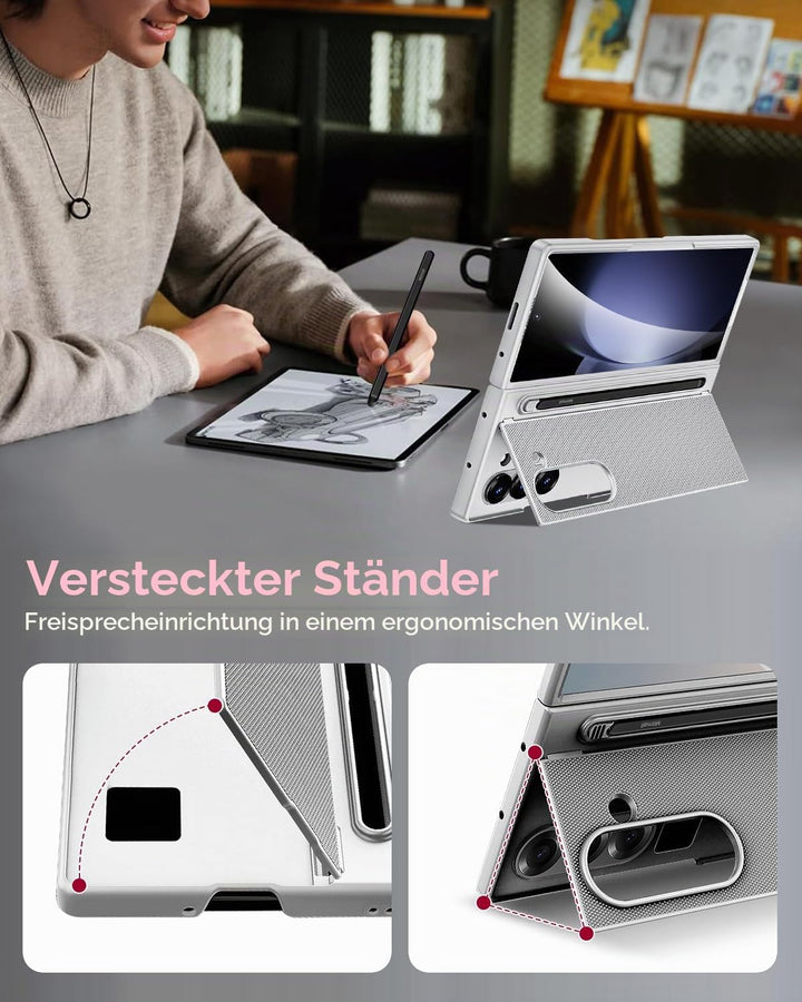 Miimall Kompatibel mit Samsung Galaxy Z Fold 5 Hülle mit S-Pen &amp; Stifthalter, [HD Displayschutz] Ult