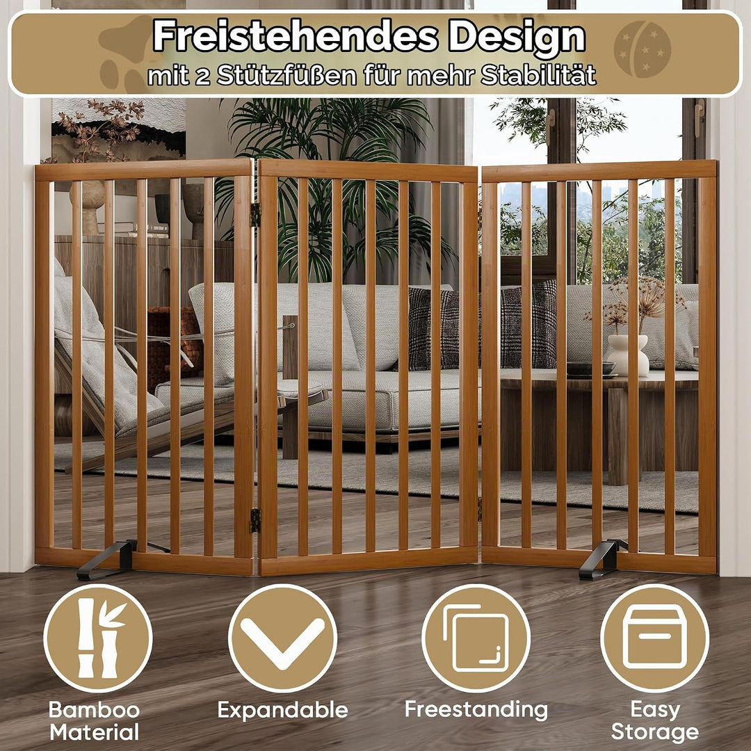 Freistehendes Hundegitter, Faltbares Hundebarriere für Tür,Treppen,Flur,Küche &amp; Schlafzimmer, Freist