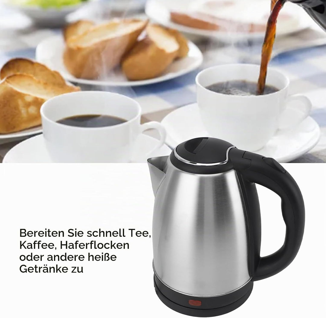 2L Wasserkocher 1000W, Edelstahl Schnellwasserkocher Tee Kaffee mit Automatischer Abschaltautomatik
