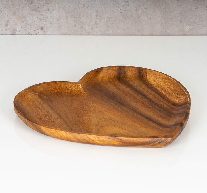 levandeo Holzschale Akazie 30cm Herz Design Snackschale Schale Obstschale Obstkorb Tischdeko Deko, 3