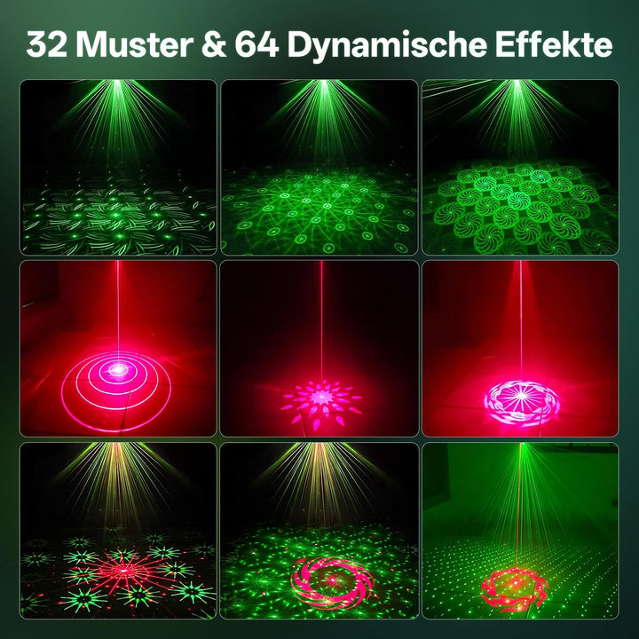Mini DiscoLicht Partylicht, 64 Dynamische Discolichteffekte, Musikgesteuert mit Type-C Aufladung für