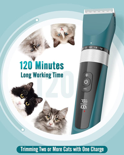 oneisall Schermaschine Katze Leise, Profi Haarschneidemaschine für langhaarkatzen, 5-Geschwindigkeit