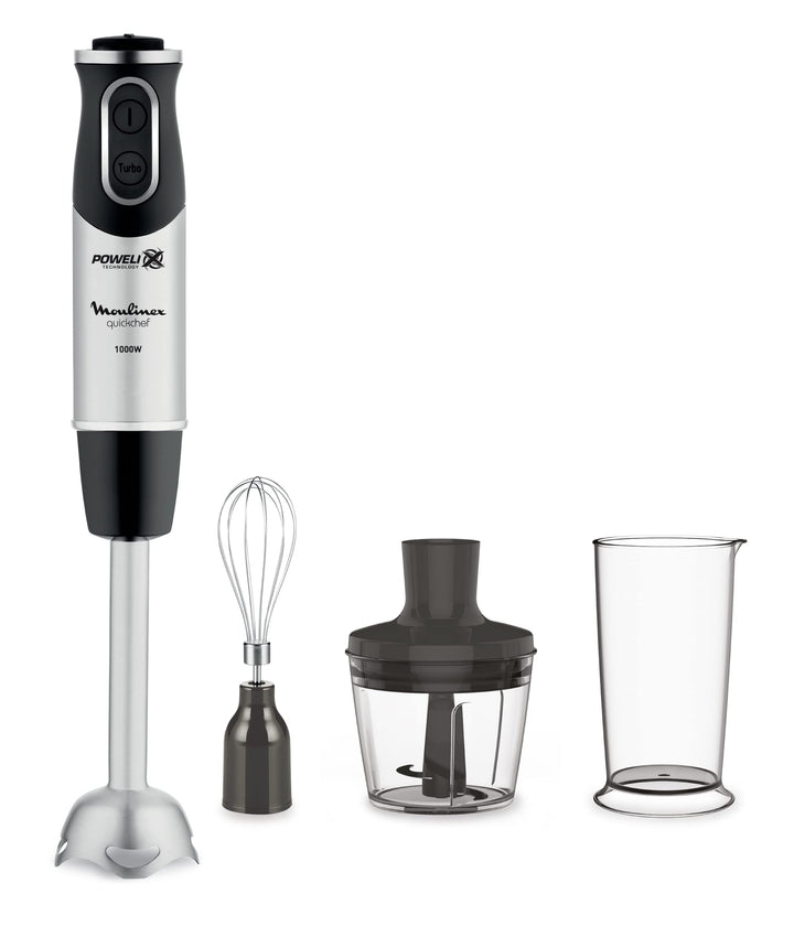 Moulinex DD6558 DD655810 Quickchef 3-in-1 Tauchmixer, Powelix-Technologie, 3 Zubehörteile, Edelstahl