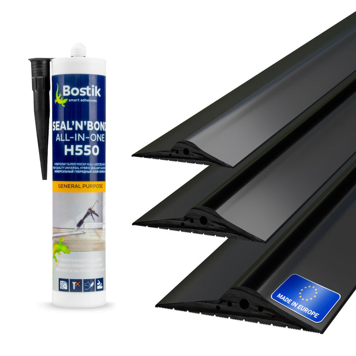 DQ-PP GARAGENTOR DICHTUNG | 4m | 15mm x 80mm | inkl. Montagekleber | schwarz | Bodenabdichtung aus E