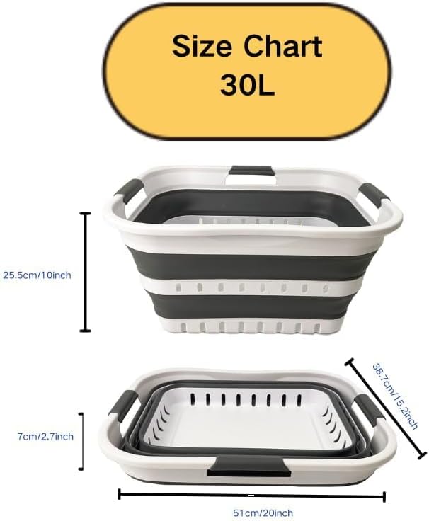 SAMMART Collapsible Plastic Laundry Basket - Foldable Pop Up Storage Container/Organizer - Portable