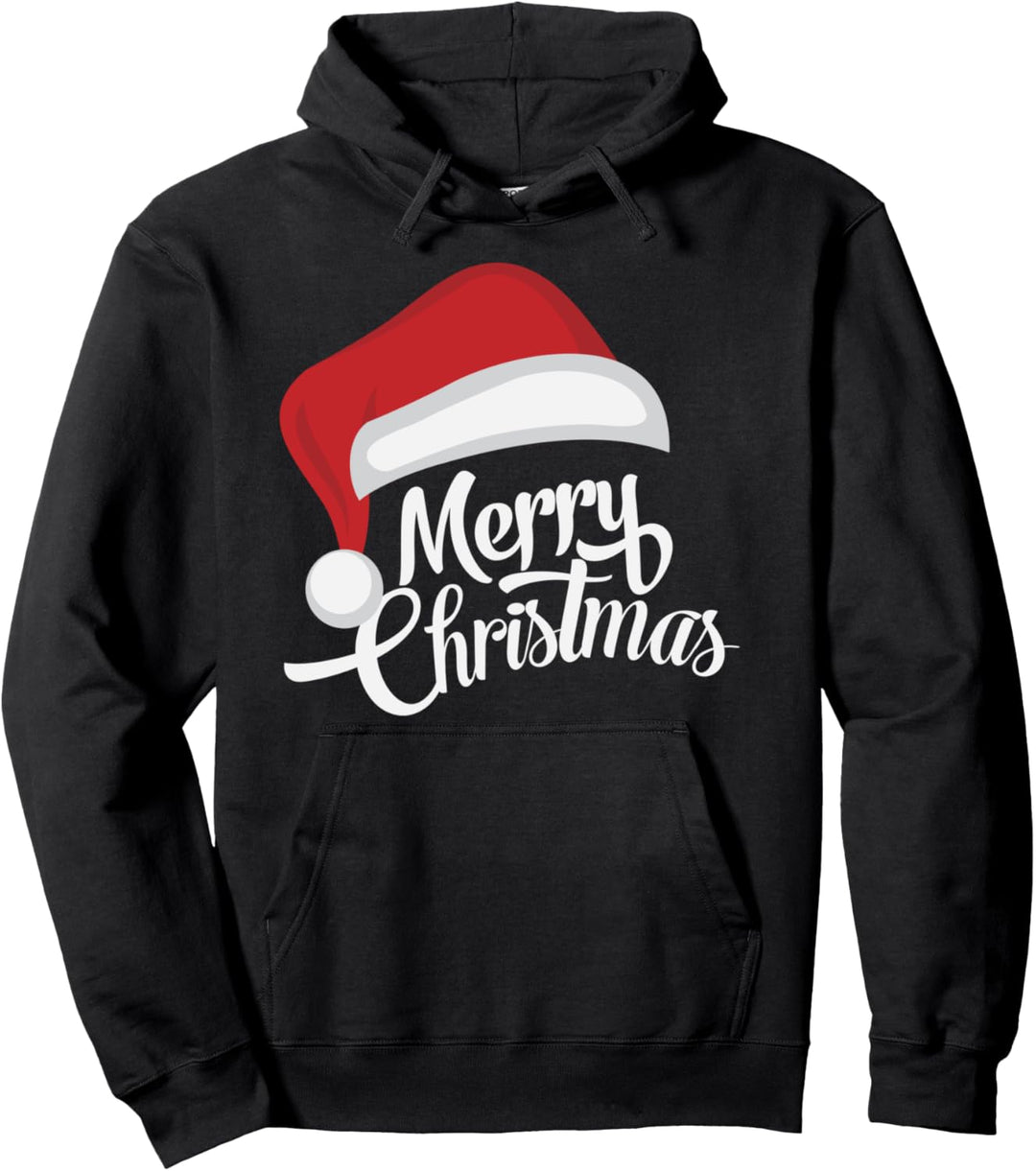 Merry Christmas - Santa Claus Hat - Happy - Holiday Pullover Hoodie