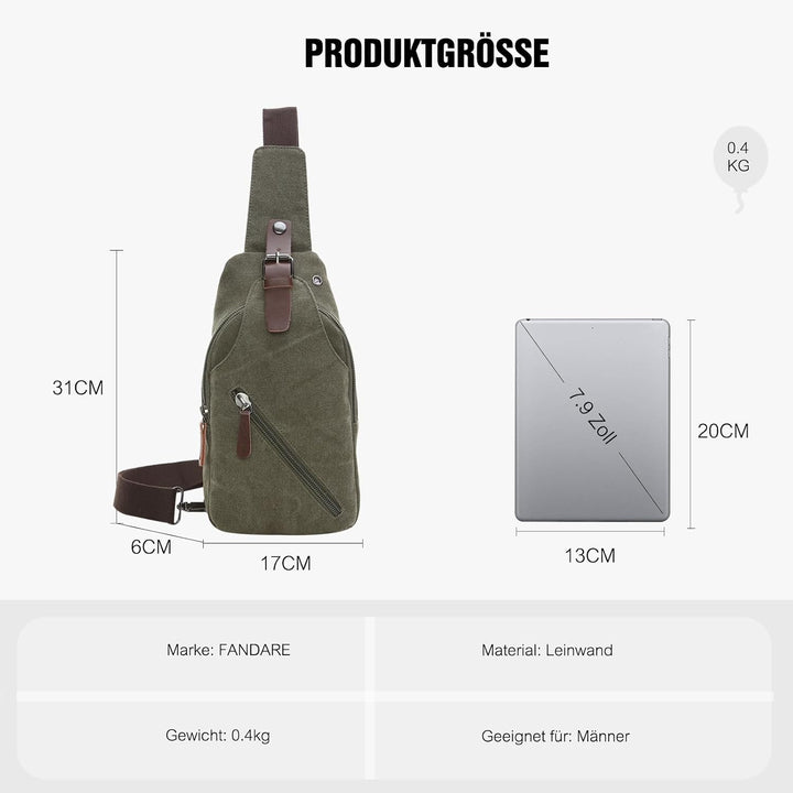 FANDARE Sling Bag mit Kopfhöreröffnung Studenten Party Outdoor Multifunktional Umhängetasche Damen/H