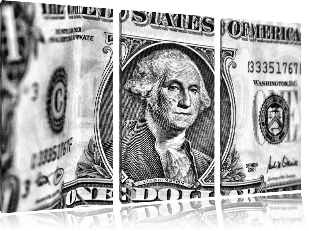 Pixxprint Geldschein Dollar als Leinwandbild | Grösse: 3 Teilig (120x80) | Wandbild| Kunstdruck | fe