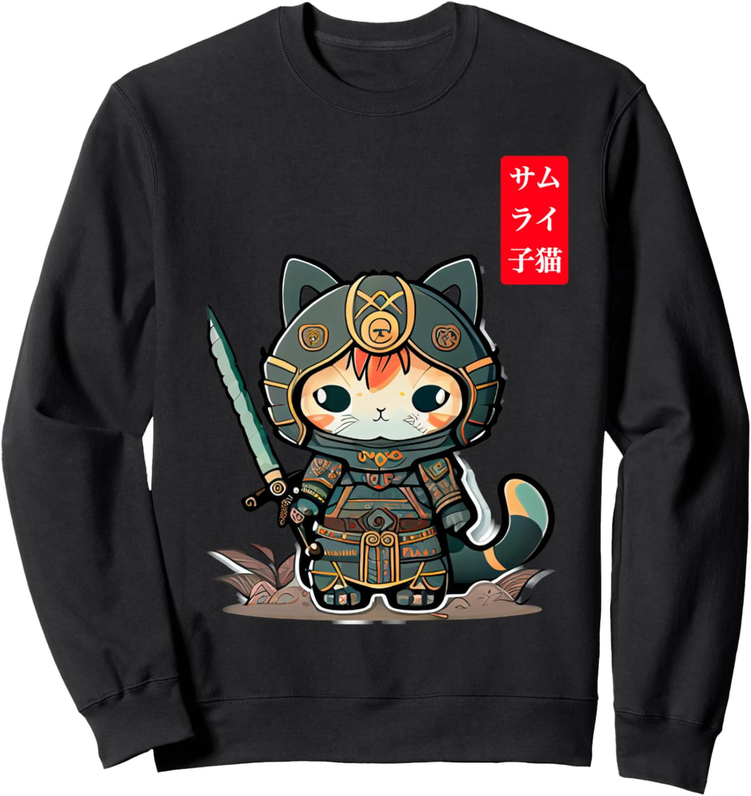 Kawaii Katze mit japanischer Schrift für Anime Mädchen und Jungen Sweatshirt