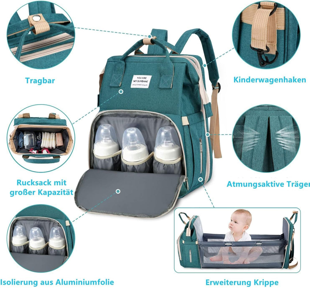 Baby Wickeltasche Rucksack,Diaper Backpack,Babytasche Reiserucksack mit Wickelauflage,Multifunktiona