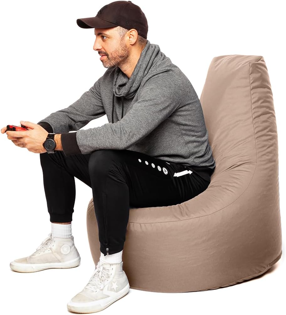 PATCH HOME Gamer Sessel Sitzsack inkl. Würfel Bean Bag Set Ø80cm, 30cm Sitzhöhe, 90cm Höhe + 35x35cm