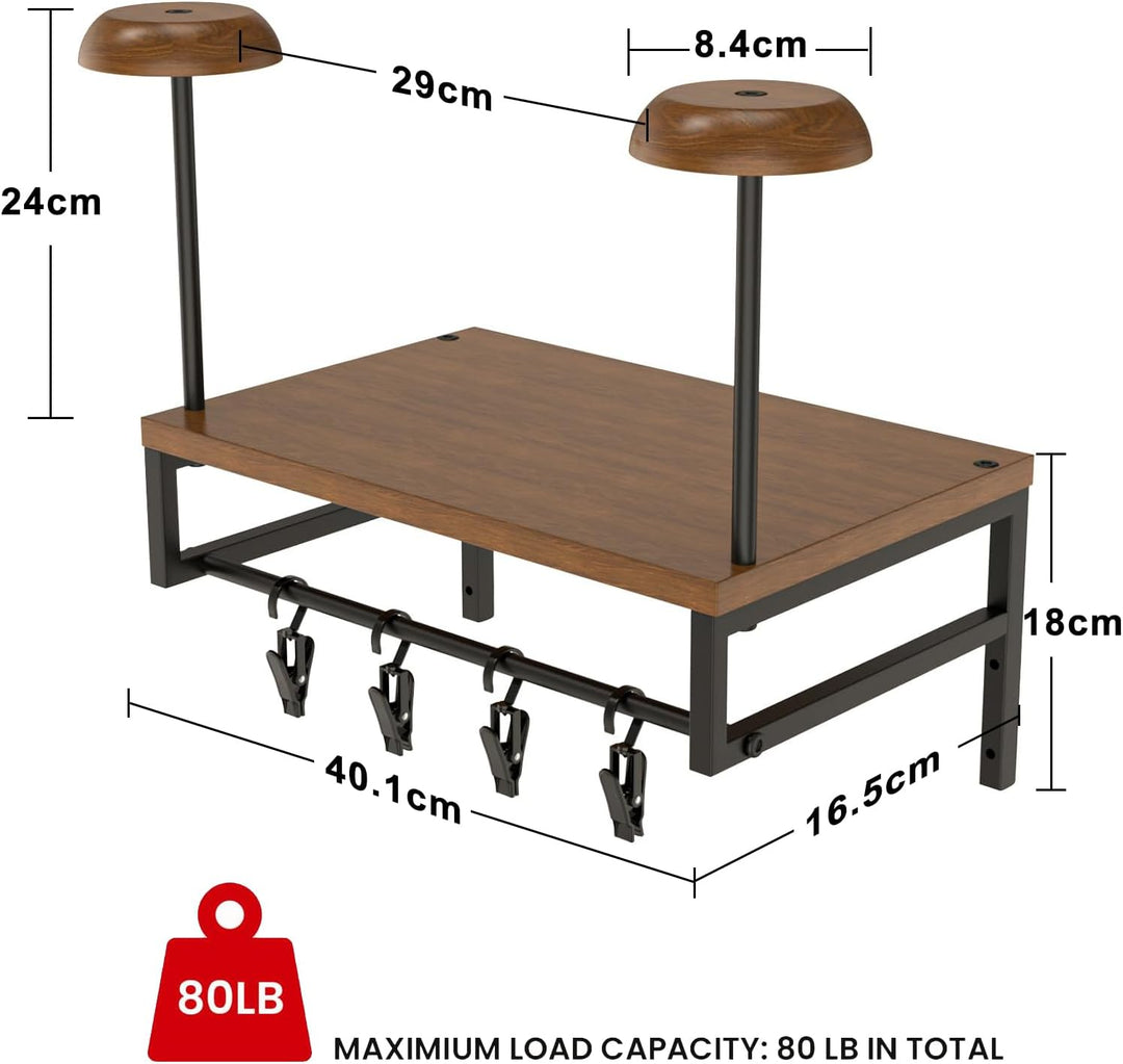 Helmhalterung Wand, Stabile Motorrad Helmhalter Wandhalterung aus Holz, Vielseitig Halterung für Mot