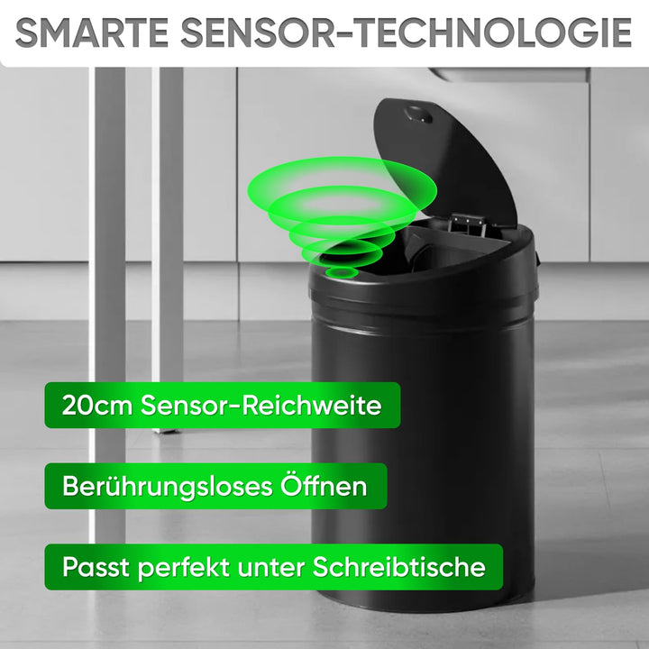 Allyson® Sensor Mülleimer Küche mit Sensor 30L – Automatik Abfalleimer Edelstahl mit Soft-Close Deck