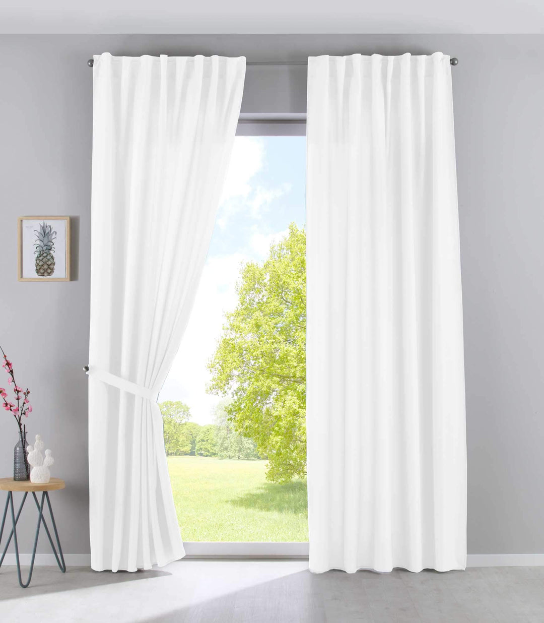 2er Set Vorhänge Verdeckte Schlaufen Cationic »JENA« HxB 250x140 cm Weiss Blickdicht Leinen Optik Ga