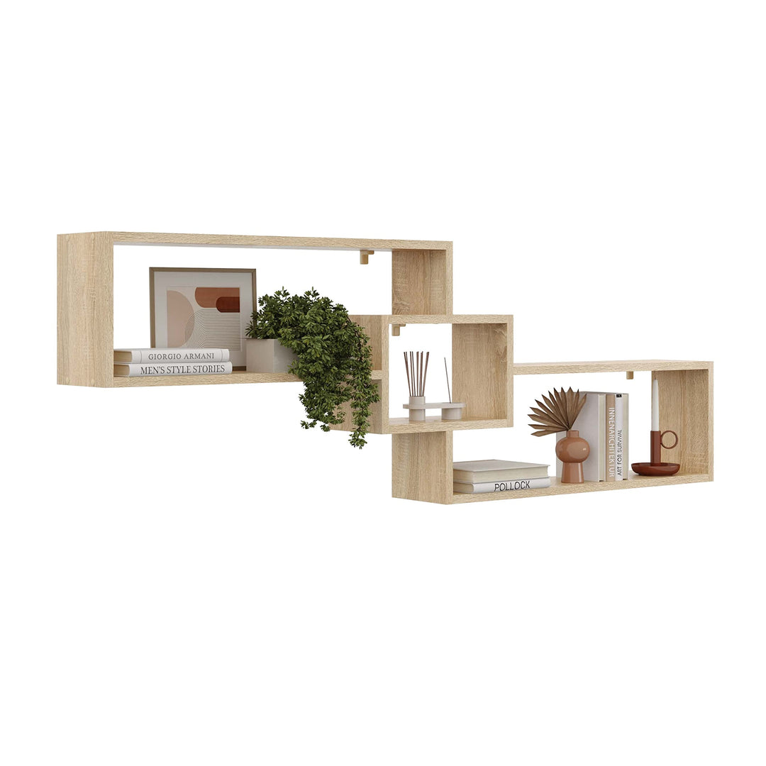 KUBUTKU Dekorativ Wandregal mit 3 Böden 158x53x18 Design Skandinavischer Modern für Wohnzimmer Küche