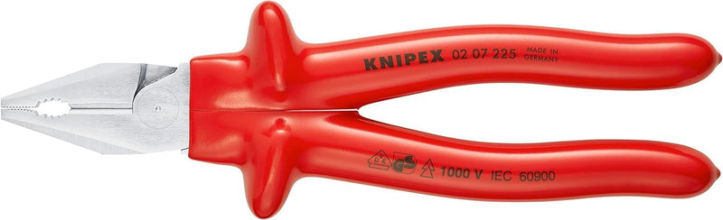 Knipex Kraft-Kombizange verchromt, tauchisoliert, VDE-geprüft 225 mm 02 07 225 Tauchisoliert, Rot, 1