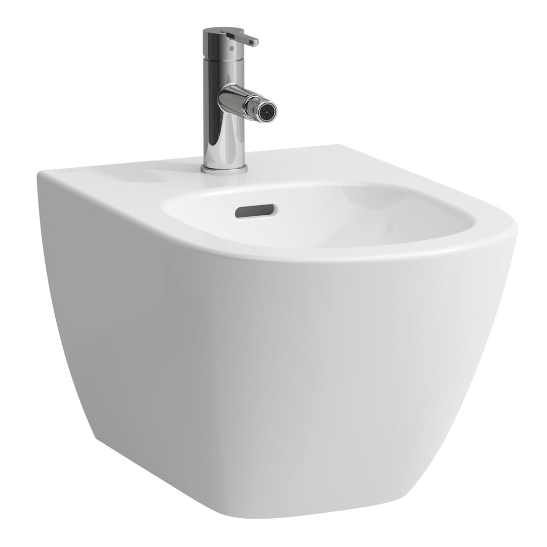 LAUFEN Lua Wandbidet, mit Überlauf, 1 Hahnloch, 360x520mm, Eckventile innenliegend, H8300810003021,