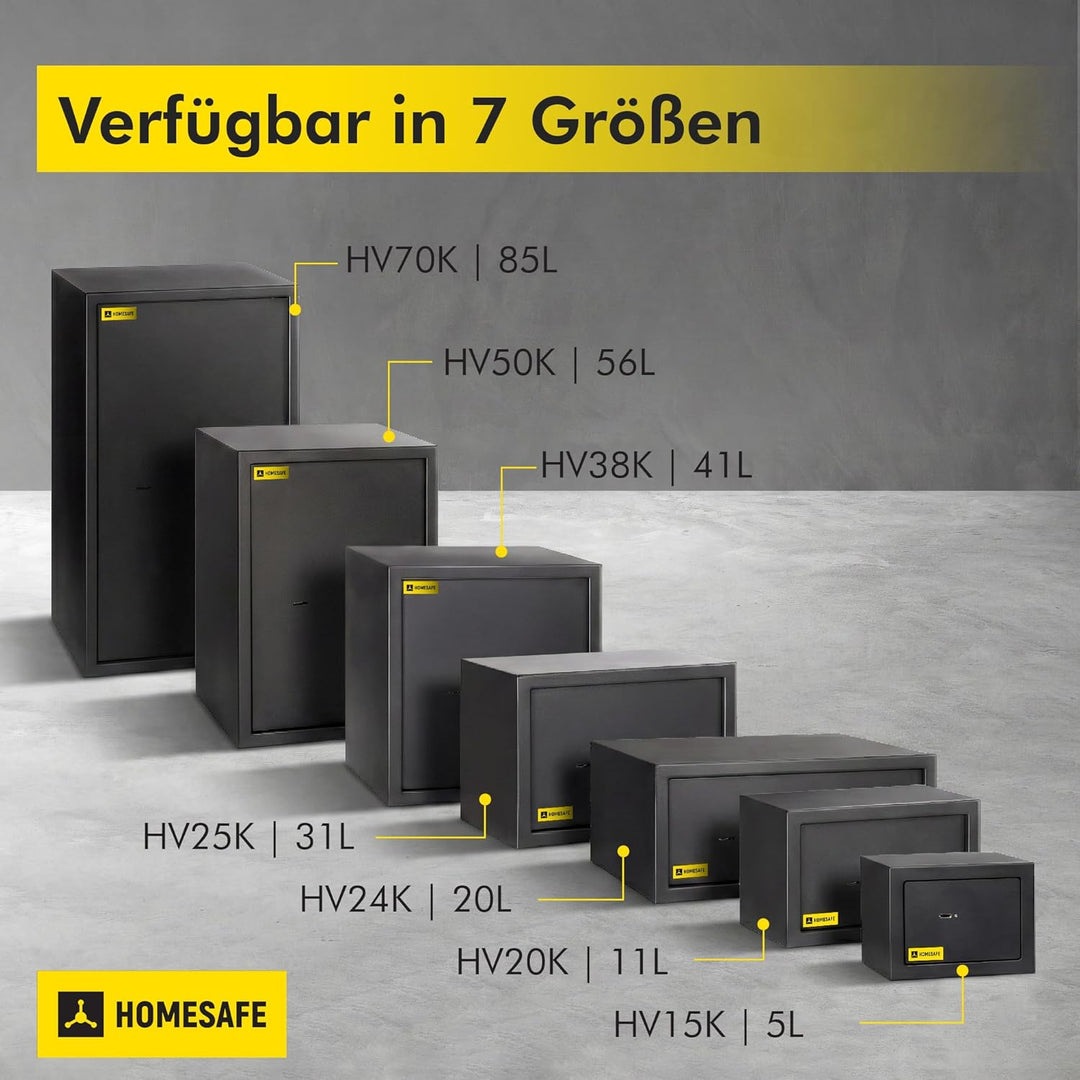 Homesafe HV38K Tresor Safe mit Schlüssel-Schloss, 38x35x35cm (HxWxD), Carbon Satin Schwarz, 38x35x35