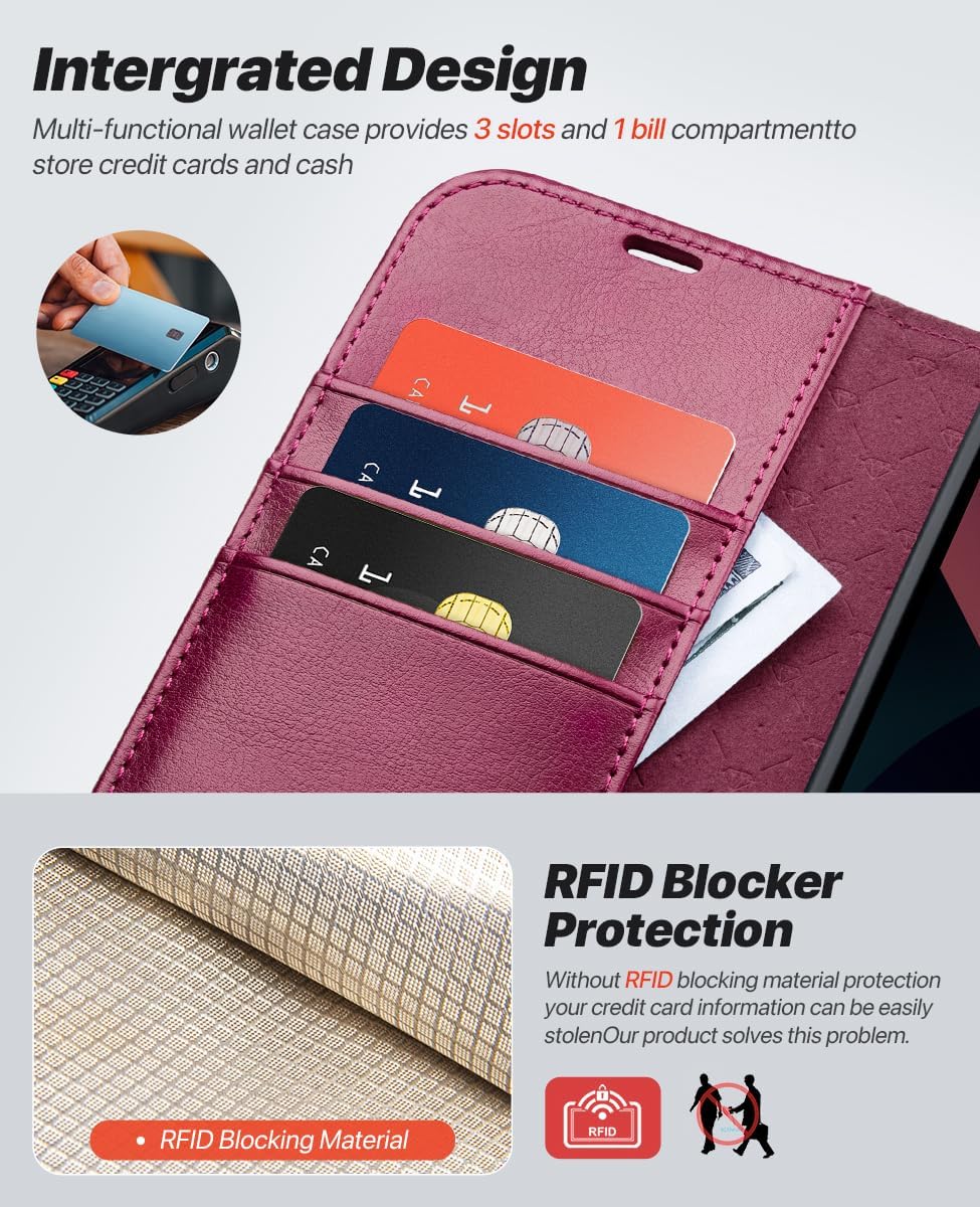 OCASE Abnehmbare Hülle Kompatibel für iPhone 12 Pro Max Burgundy | Handyhülle 2-IN-1 [Magnetische Hü