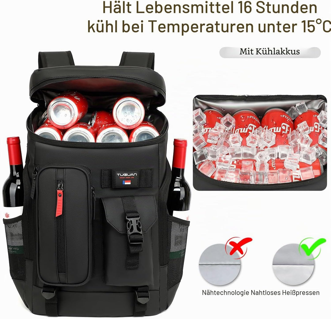 TUGUAN Kühlrucksack 30L Gross Kühltasche Picknickrucksack Isolierte Thermo Rucksack für Camping, Wan
