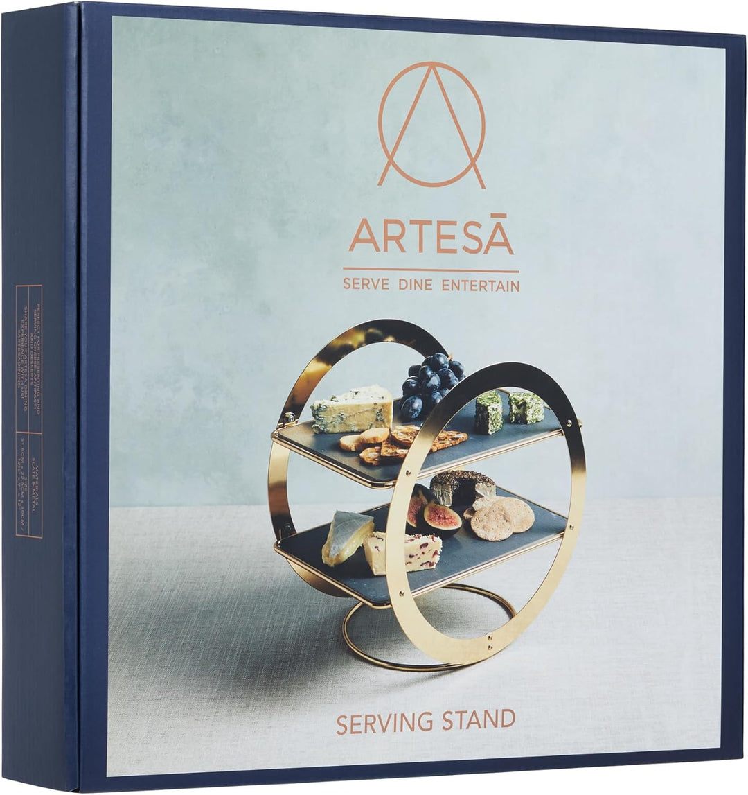 Artesà ringförmige Etagere, Messing Finish, 31.5x22.5x30cm, Geschenkbox Präsentationsständer mit 2 E