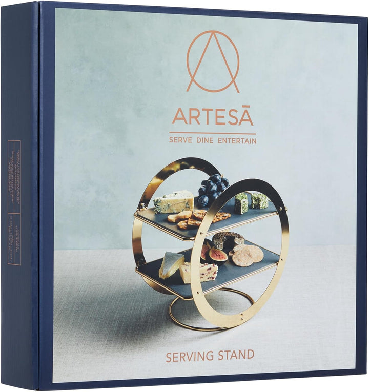 Artesà ringförmige Etagere, Messing Finish, 31.5x22.5x30cm, Geschenkbox Präsentationsständer mit 2 E