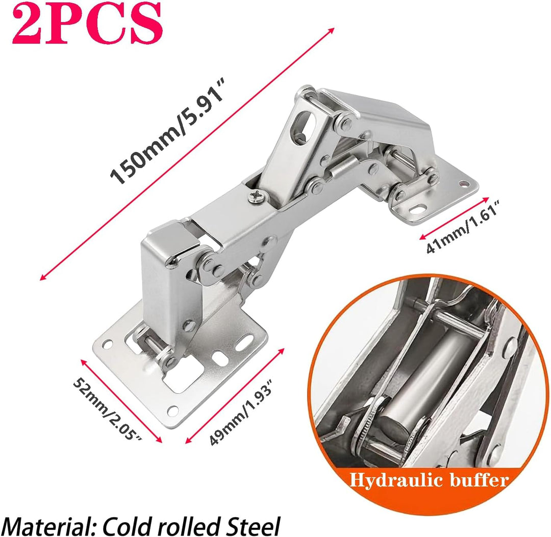 Qrity 2 Stück Scharniere 170° Möbelscharnier Soft Close Türscharniere Hydraulische Sanftes Schliesse