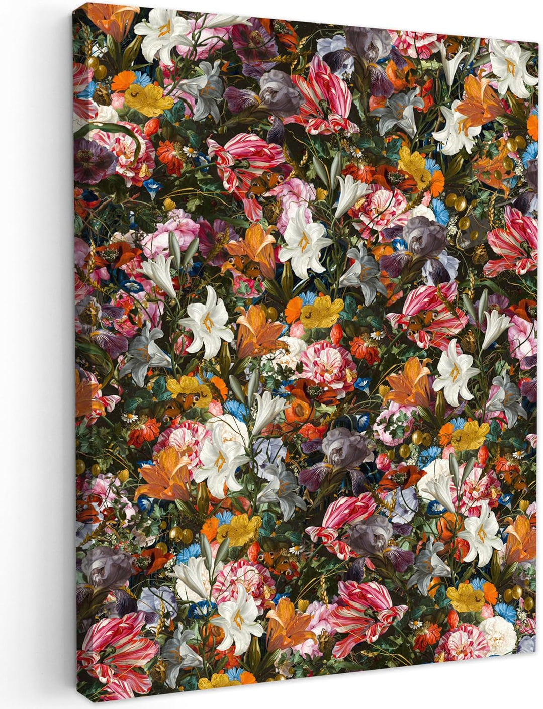 MuchoWow Leinwand Bilder, Einzigartige Wanddeko mit Rahmen, Blumen - Schmetterling - Design - Kunst