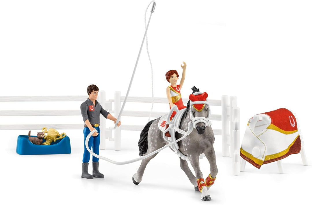 schleich 42443 HORSE CLUB Mias Voltigier-Reitset, 18 Teile Spielset mit schleich Pferde Figur, Mädch