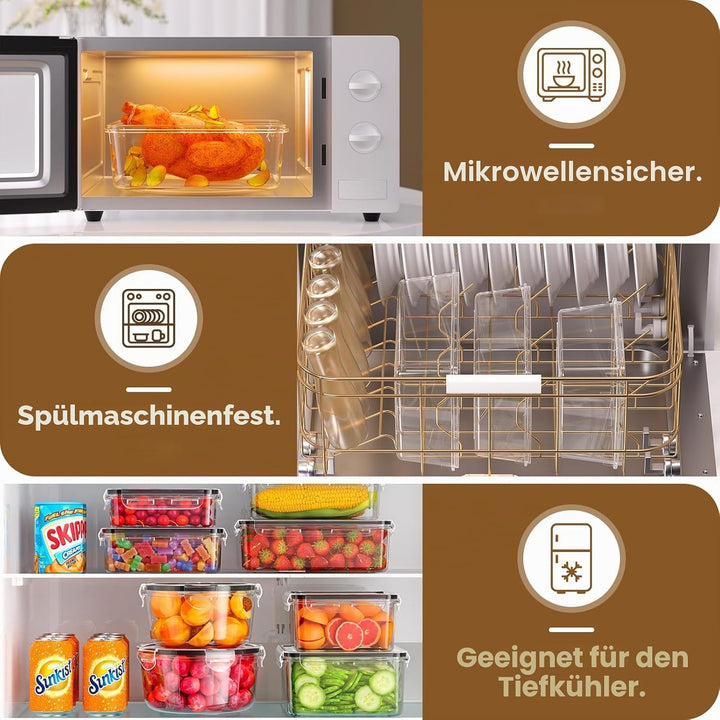 Frischhaltedosen mit Deckel, 50 Teile Vorratsdosen Set (25 Behälter & 25 Deckel),Küche Meal Prep Box