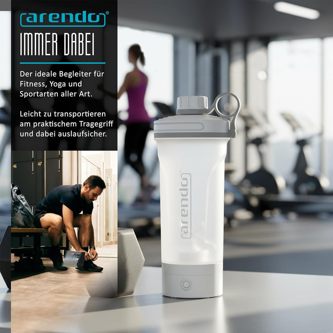 Arendo - Eiweiss Shaker elektrisch 700ml – Protein Shaker mit Akku - BPA frei – Drink Mixer to Go –