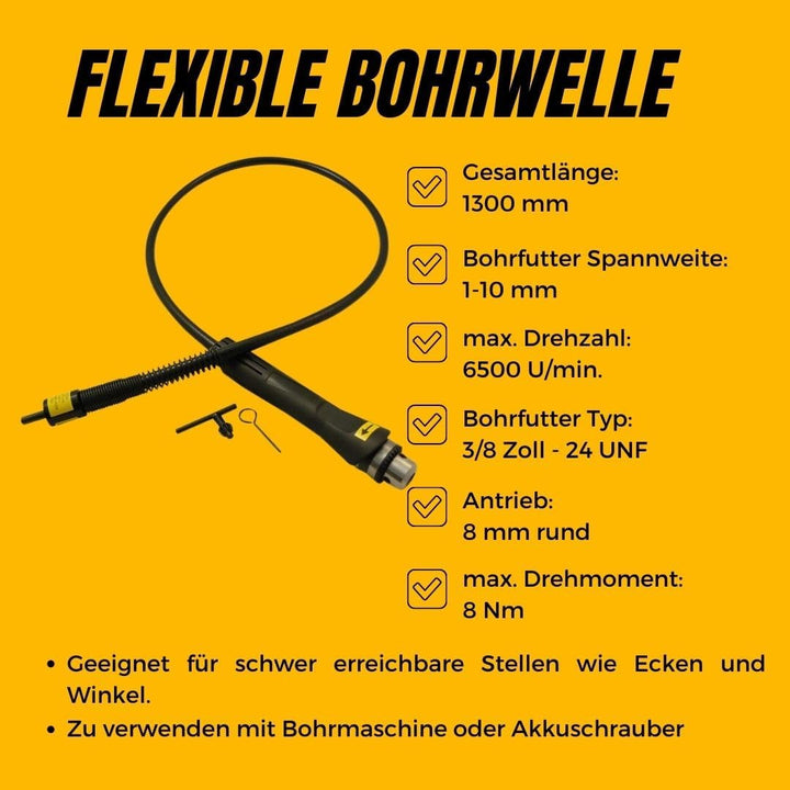 Flexible Welle Bohrwelle für Bohrmaschinenwelle Akkuschrauber Bohrmaschine Flexwelle mit Bohrfutter