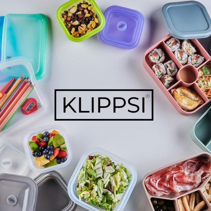 Lunchbox Large-4 Fächer Brotdose Vorratsdosen aus Platin Silikon reissfest, hitze-kältebeständig, au