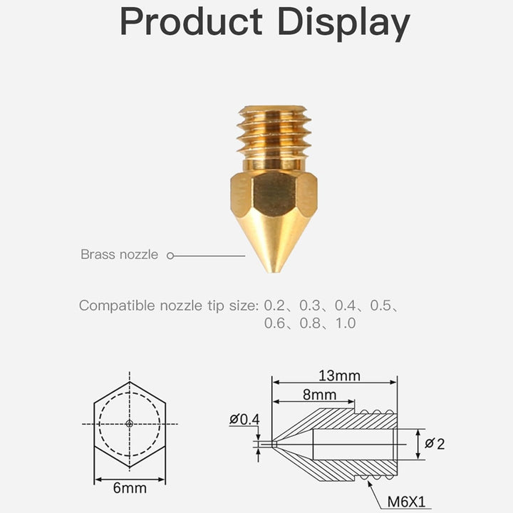 Creality 24PCS Brass Nozzles for Ender 3, 3D Printer Parts 12PCS 0.4mm, 2PCS 0.2mm, 0.3mm, 0.5mm, 0.