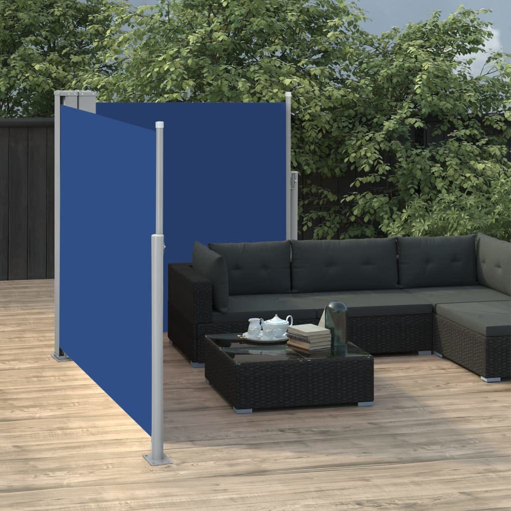 puraday 100x600 cm Ausziehbare Seitenmarkise Blau Terrassen-Sichtschutz Stilvolle Seitenmarkise Sich