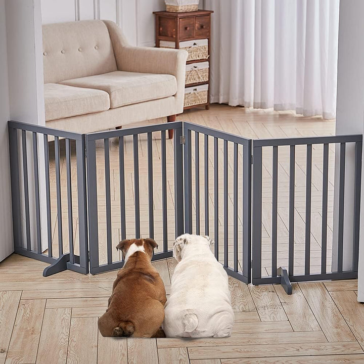 The Fellie Absperrgitter Hund, Freistehendes Schutzgitter mit Füssen, Kindergitter Klappbar, Holz Hu